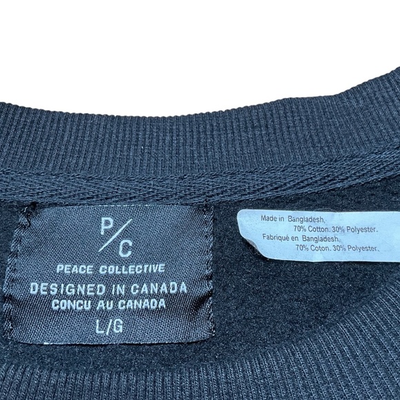 PEACE COLLECTIVE Cotton Blend Black Graphic Print Long Sleeve Cropped Sweatshirt - Picture 5 of 9